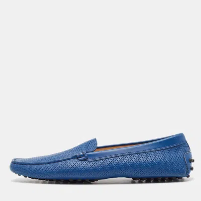 Pre-owned Tod's Blue Leather Slip On Loafers Size 40