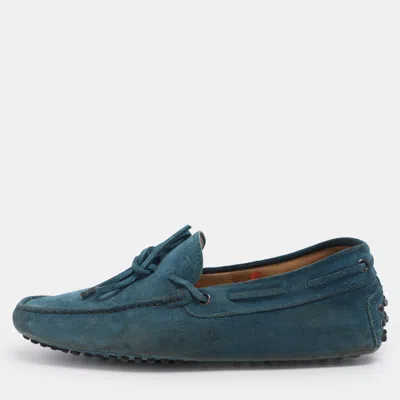 Pre-owned Tod's Blue Suede Gommino Loafers Size 39
