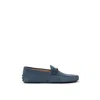 Tod's Blue Suede Leather Moccassin In Blue