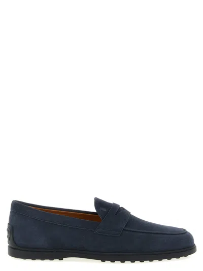Tod's Blue Suede Loafers