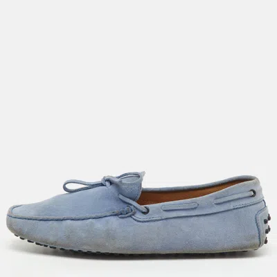 Pre-owned Tod's Blue Suede Slip On Loafers Size 45