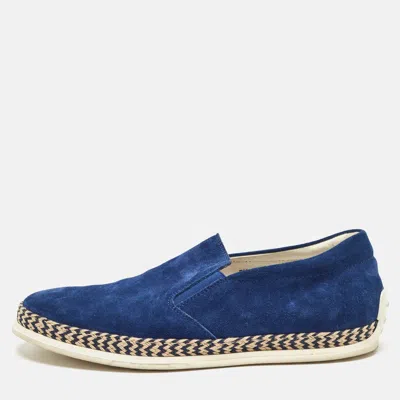 Pre-owned Tod's Blue Suede Slip On Sneakers Size 41.5