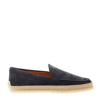 Tod's Blue Suede Slipper With Rope