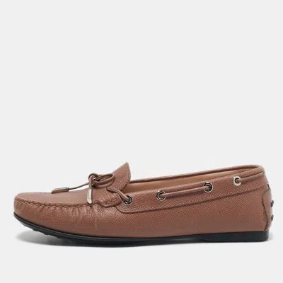 Pre-owned Tod's Blush Pink Leather Bow Loafers Size 39.5