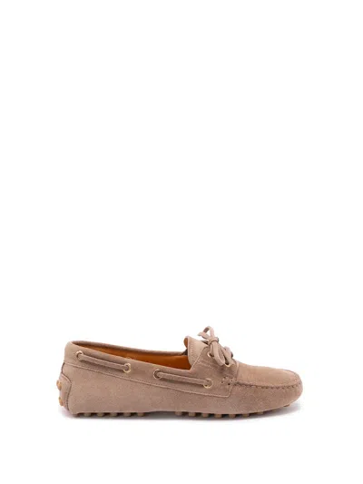 Tod's `boat Gommino` Loafers In Suede In Brown