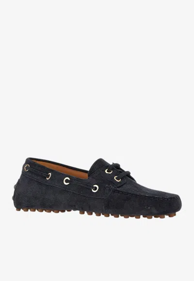 Tod's Boat Gommino Suede Loafers In Blue