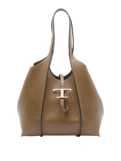 Tod's Small T Timeless Shopping Bag In Brown