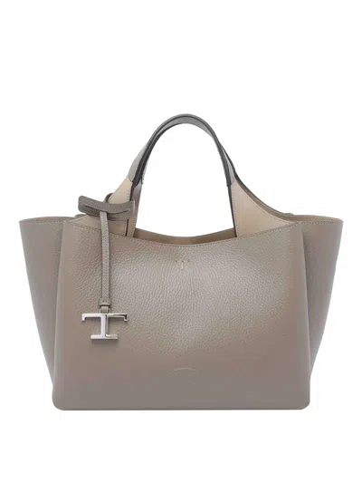 Tod's Logo Handbag In Gray