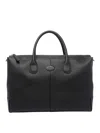 Tod's Double Handle Leather Shoulder Bag In Black