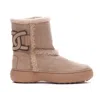 Tod's Beige Low Boots With Fur In Beige