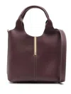 Tod's Leather Mini Tote Bag With Branded Metal Bar Accessory In Burgundy