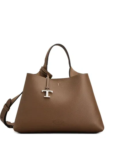 Tod's Small Leather Bag With Flat Handle In Brown