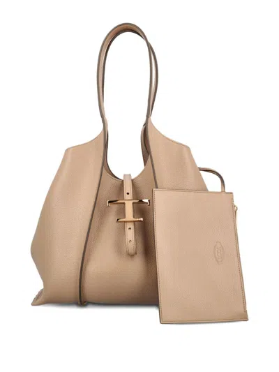Tod's Borsa Shopping Piccola Con Pouch Removibile Beige Tods