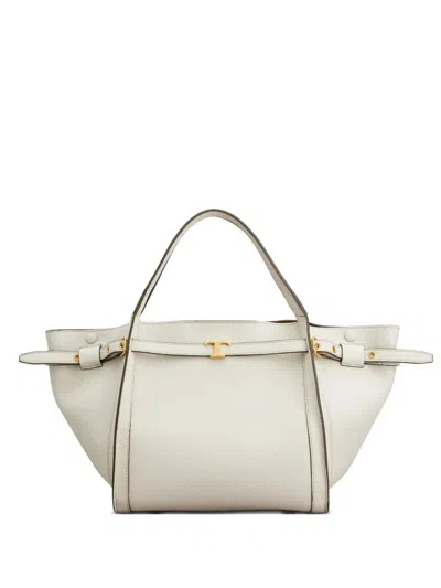 Tod's Small Leather Shopping Bag With T Timeless Strap In White