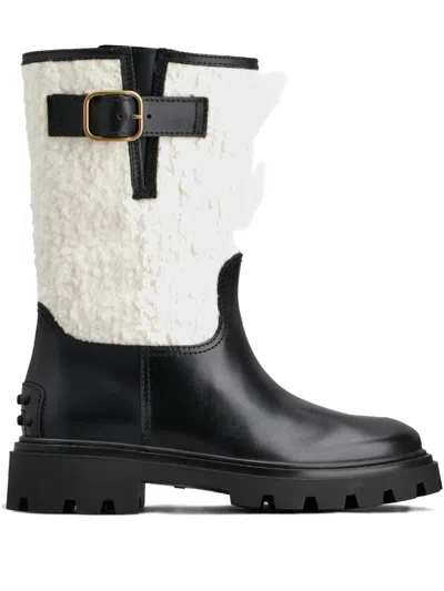 Tod's Bouclé Buckle Strap Ankle Boots In Black