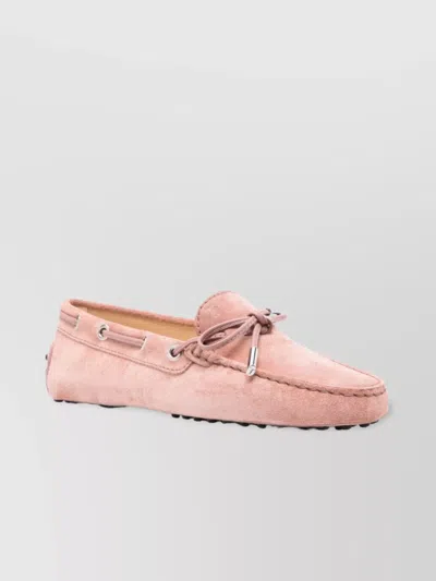 TOD'S BOW DETAIL SUEDE LOAFERS