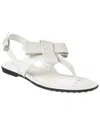 Tod's Woman Thong Sandal Grey Size 4 Leather In White