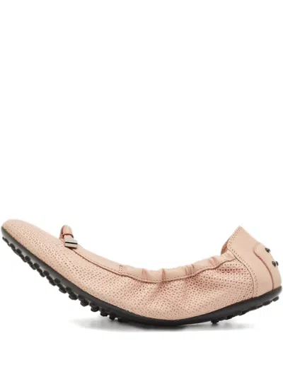 Pre-owned Tod's Bow Scrunch Ballet Flats In Pink