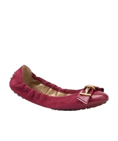 Tod's Bow Tie Ballet Shoes In Red