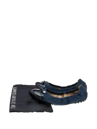Pre-owned Tod's Bow-detail Ballet Flats In Blue