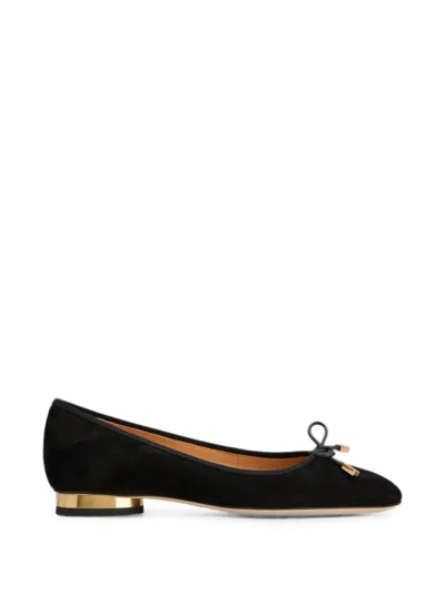 Tod's Bow-detail Suede Ballet Flats In Black
