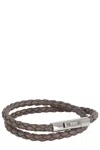 Tod's Double Wrap Woven Leather Bracelet With Snap Closure In Brown