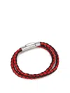 Tod's Black And Red Leather Double Wrap Bracelet In Red/black