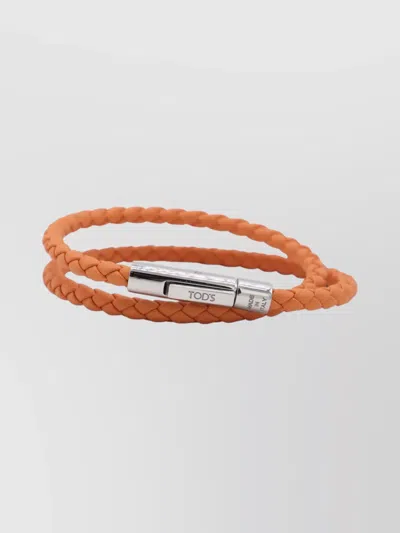 Tod's Braided Double Wrap Bracelets In Orange
