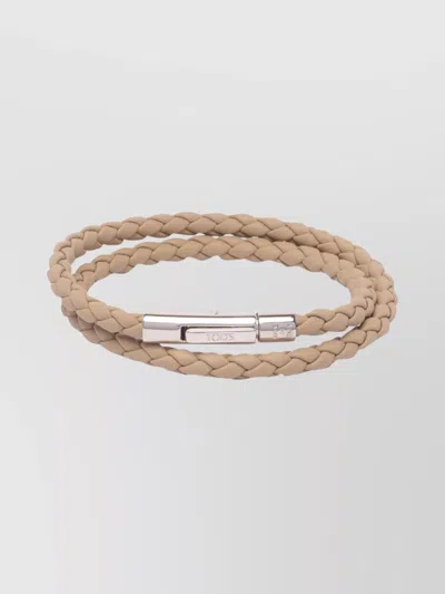 Tod's Braided Double Wrap Woven Bracelets In Neutral