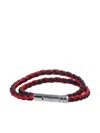 Tod's Black And Red Leather Double Wrap Bracelet In Black