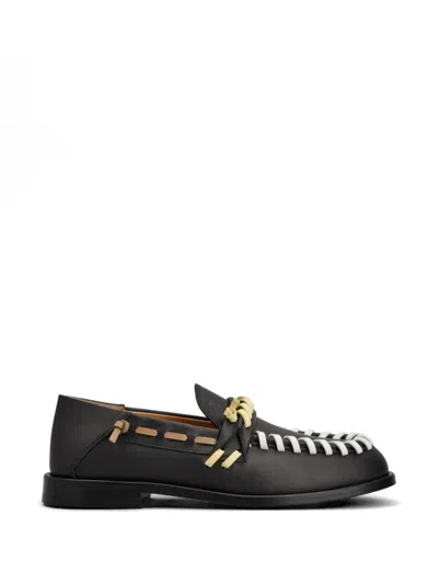 Tod's Braided Leather Loafers In Black