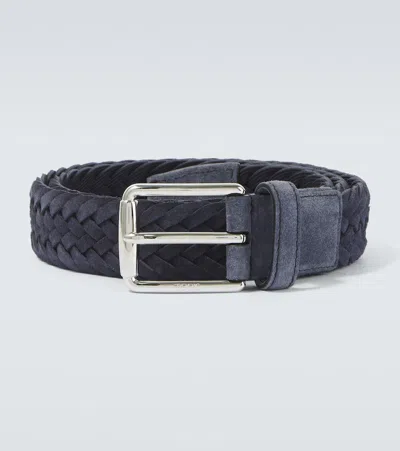 Tod's Braided Suede Belt In Blue