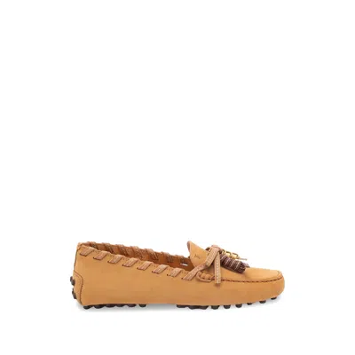 Tod's Braided Tassel Leather Loafers In Brown