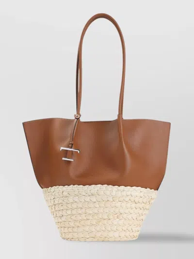 TOD'S BRAIDED TEXTURE MEDIUM SHOPPING TOTE