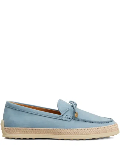 Tod's Braided-trim Loafers In Blue