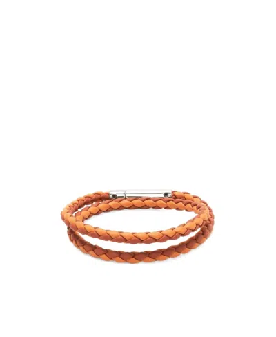 Tod's Braided Wraparound Logo-engraved Bracelet In Yellow