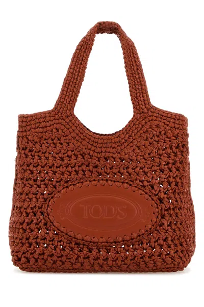 Tod's Brick Raffia Small Handbag