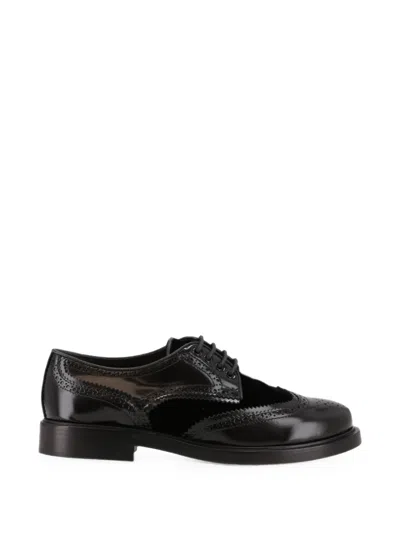 Tod's Brogue-detail Panelled Derby Shoes In Black
