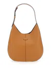 Tod's Brown Hobo Bag With Contrasting Edges In Leather Woman In Brown