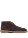 Tod's Round Toe Suede Ankle Boots In Brown
