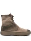 Tod's Man Ankle Boots Khaki Size 8 Leather In Brown