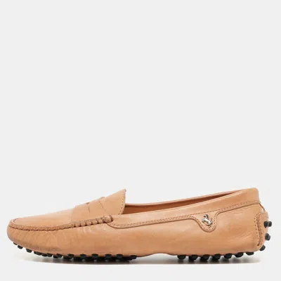 Pre-owned Tod's Brown Leather Ferrari Loafers Size 37