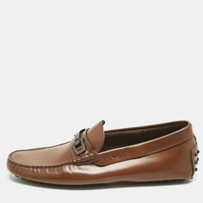 Pre-owned Tod's Brown Leather Gommino Loafers Size 39.5