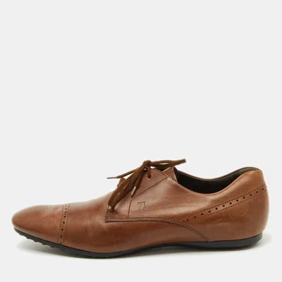 Pre-owned Tod's Brown Leather Lace Up Derby Size 44