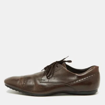 Pre-owned Tod's Brown Leather Lace Up Derby Size 44