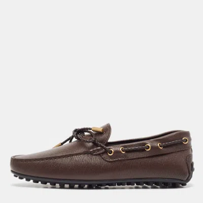 Pre-owned Tod's Brown Leather Lace Up Loafer Size 39.5