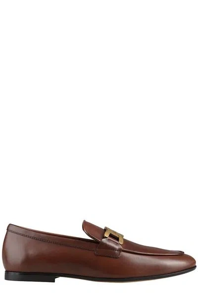Tod's Brown Leather Moccasins For Men