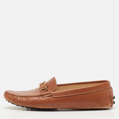 Pre-owned Tod's Brown Leather Penny Loafers Size 39.5