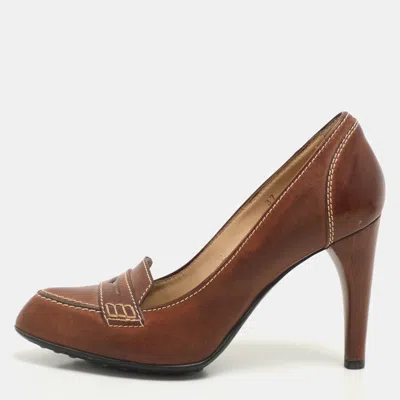 Pre-owned Tod's Brown Leather Pumps Size 37