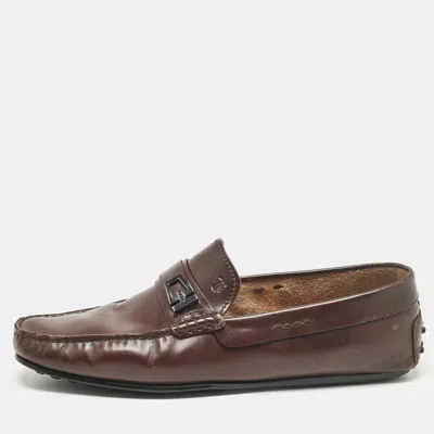 Pre-owned Tod's Brown Leather Slip On Loafers Size 43